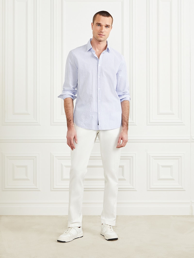 Seersucker Italian Notched Cuff Shirt | GUESS