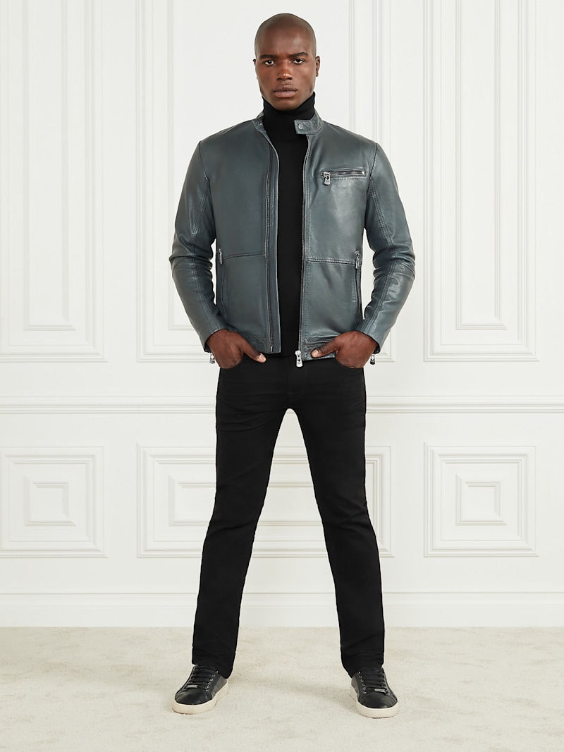 00s GUESS JEANS Leather Jacket レザージャケット GUESS Leather Jacket at Amazon Men's Clothing store