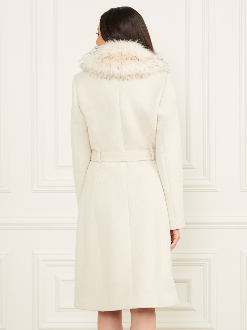 ムートン・ファーコート BLANCHA DOUBLE-BREASTED COAT IN MERINO ASTRAKHAN Women's Double-Breasted Faux Fur Coat | Women's Clearance