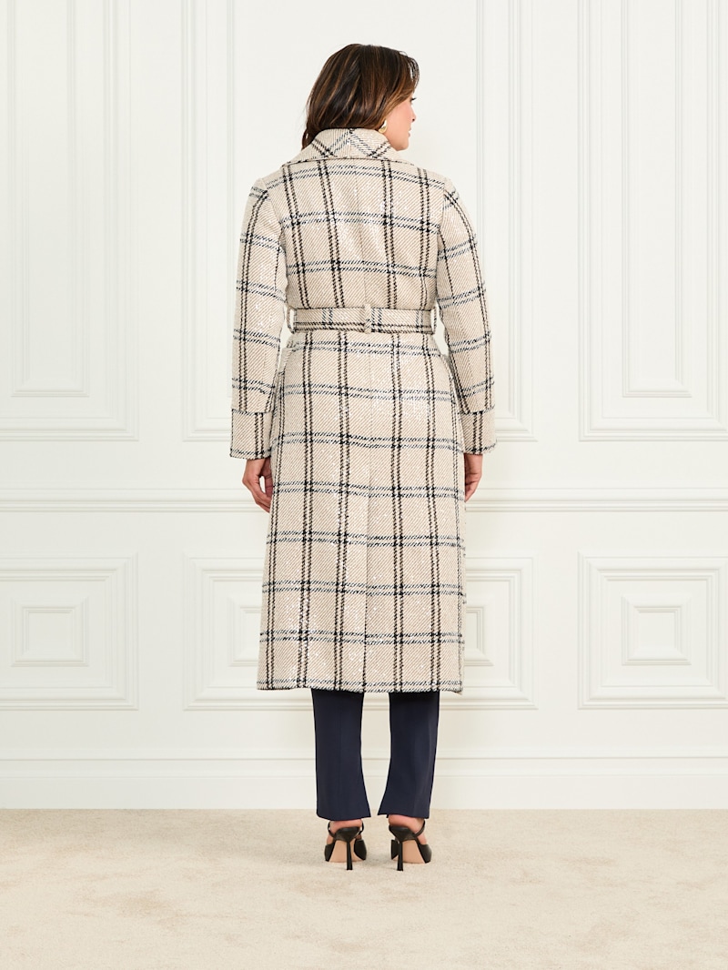 Charlize Sequin Plaid Wrap Coat | Marciano