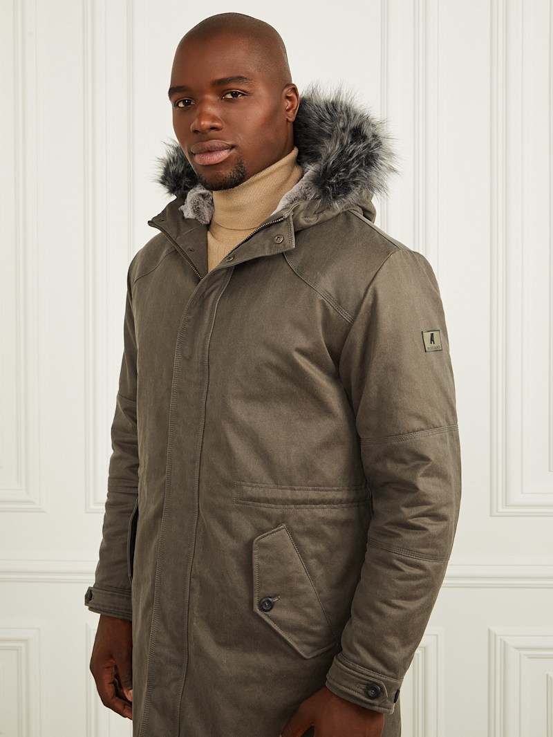 【dapper's】Half Zip Hooded Parka Hooded parka with zip black / gray for Men | Sandro Paris