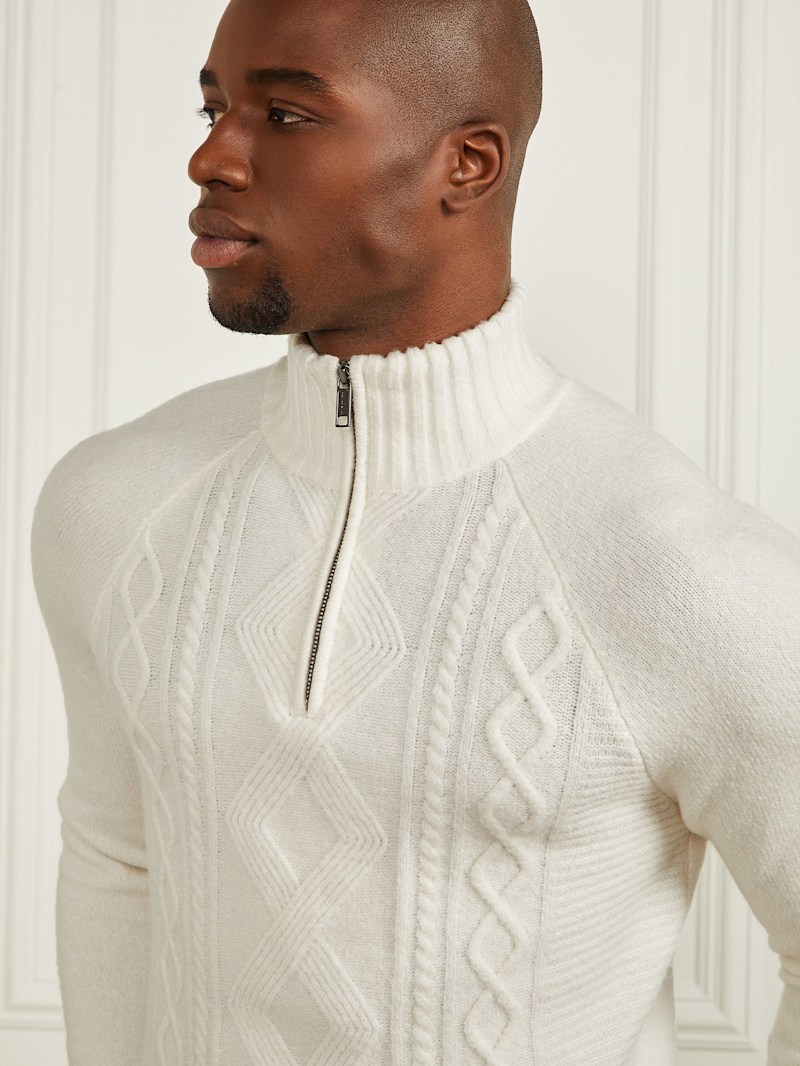 Eco Half-Zip Cable Knit Sweater | GUESS