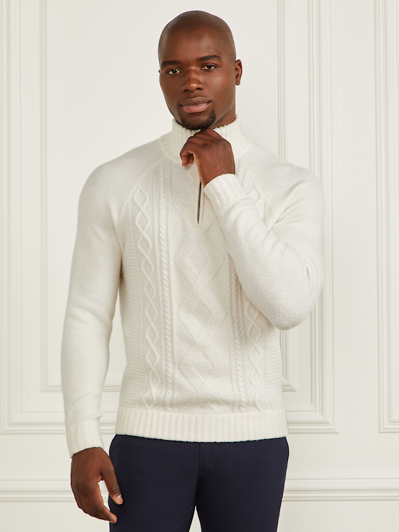 Eco Half-Zip Cable Knit Sweater | GUESS
