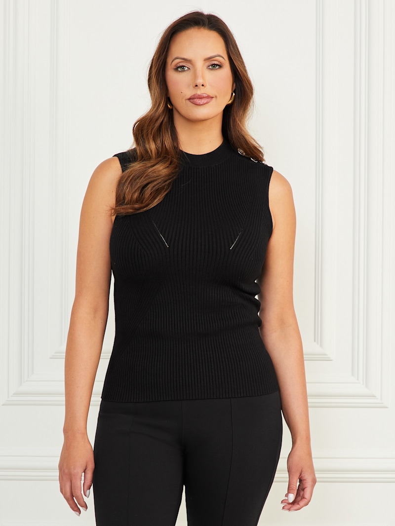 ブリーフィングWOMENS LOGO BACK RIB MOCK NECK Eco Isa Mock Neck Sweater Top | GUESS