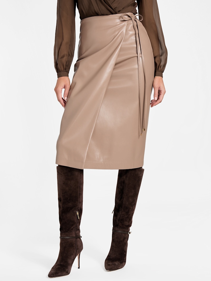 Gladys Faux-Leather Wrap Skirt | GUESS Canada