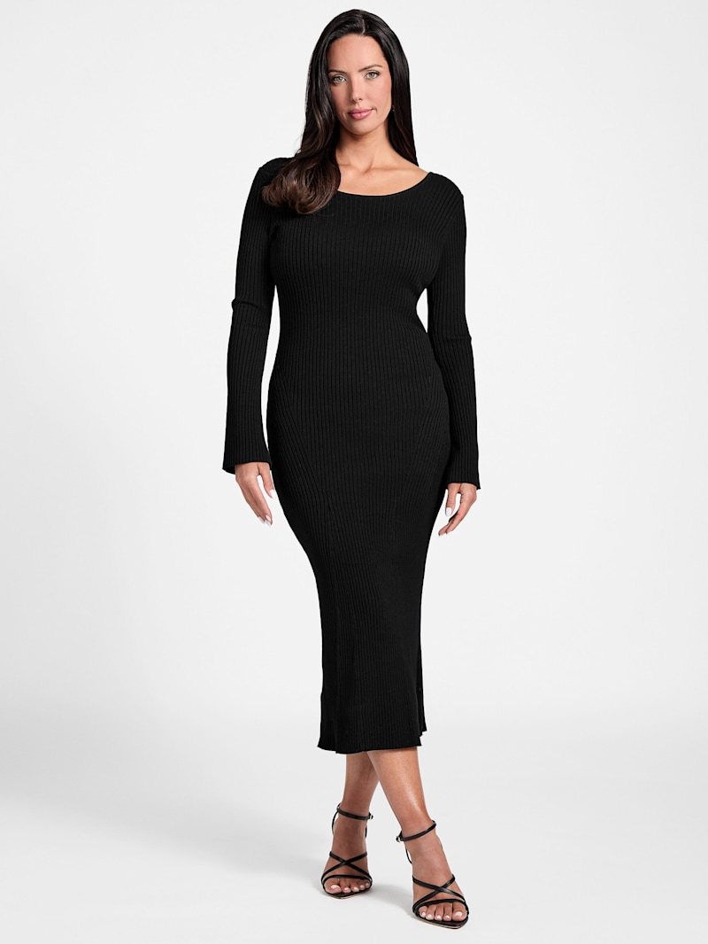 Agathe Ribbed Long-Sleeve Midi Dress | Marciano