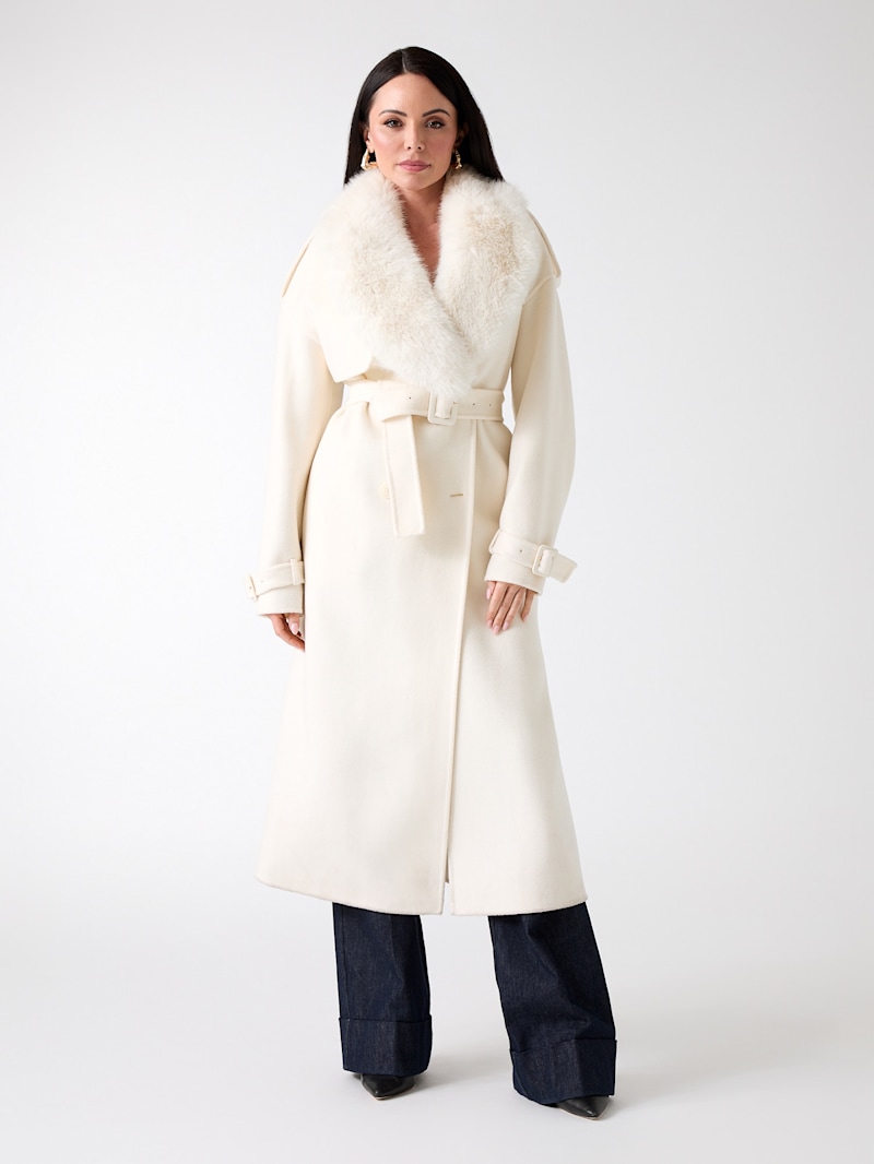 guess double breasted tie coat