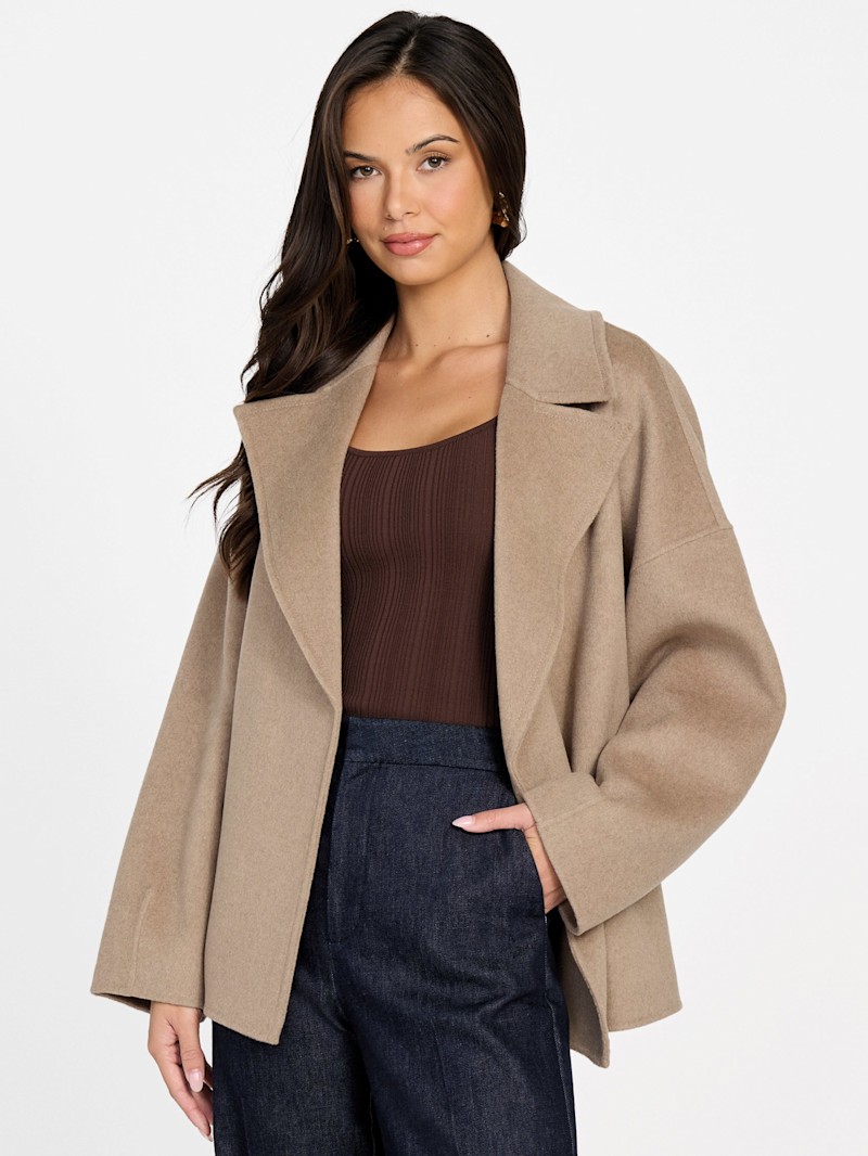 Ella Belted Short Coat | GUESS Canada