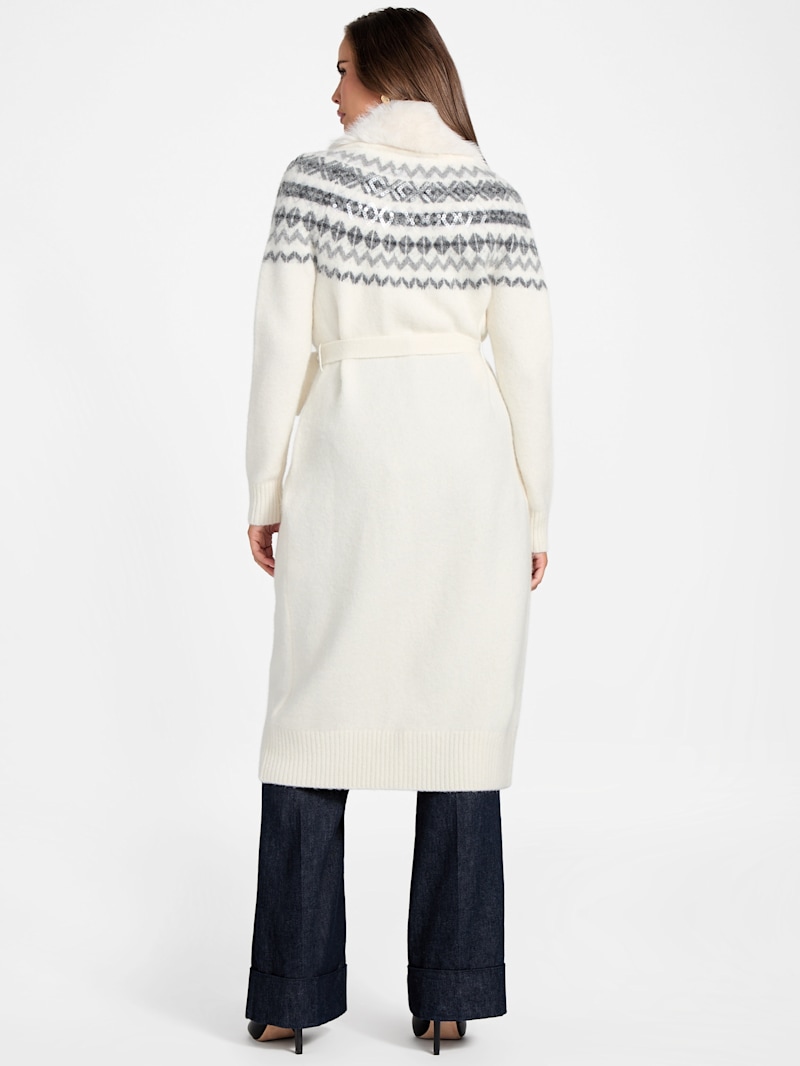 Akilah Faux Fur-Trim Longline Cardigan | Marciano
