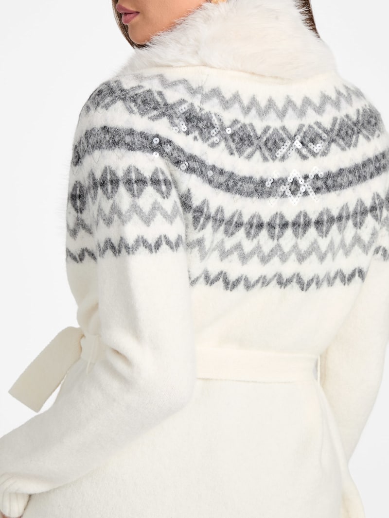 Akilah Faux Fur-Trim Longline Cardigan | Marciano