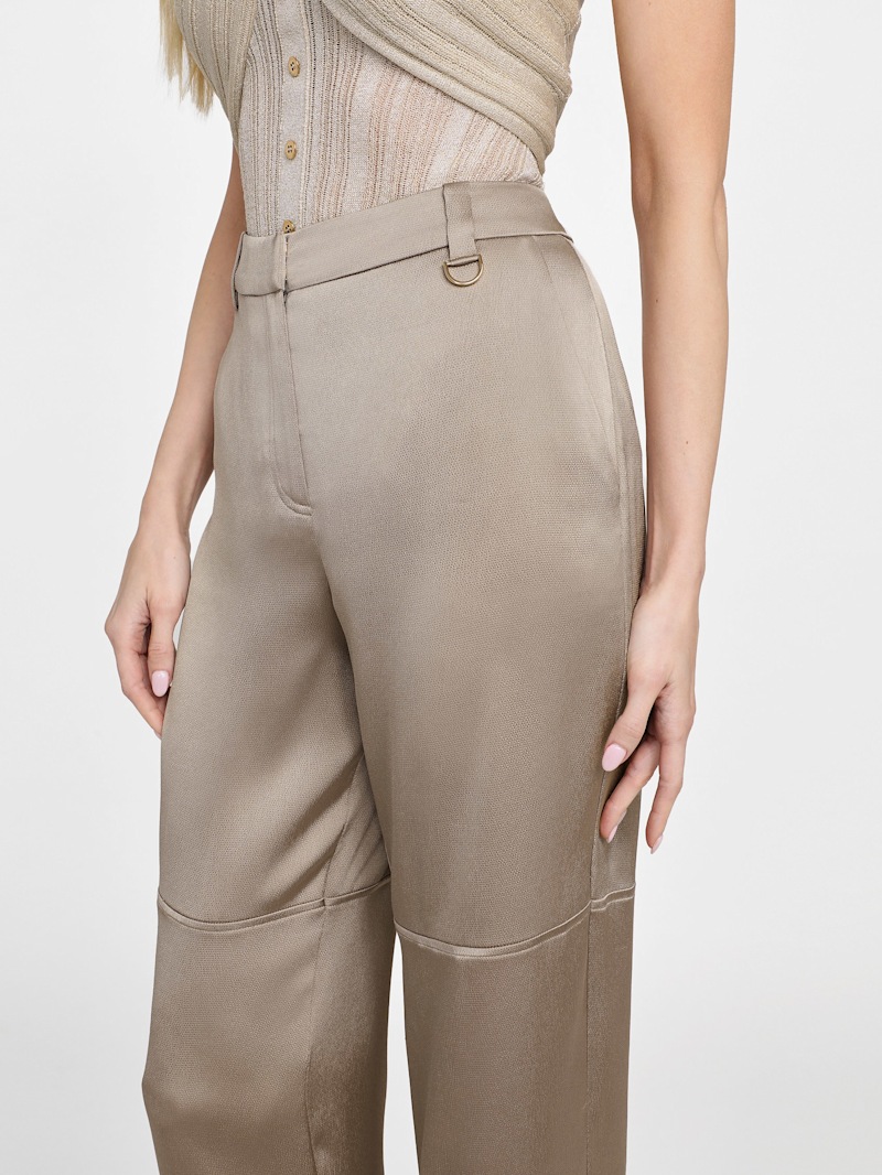 パンツ GOLDEN  Women Straight Pants GWP02197P001871 55107 BEIG Belt straight-fit pants - Women | MANGO OUTLET USA