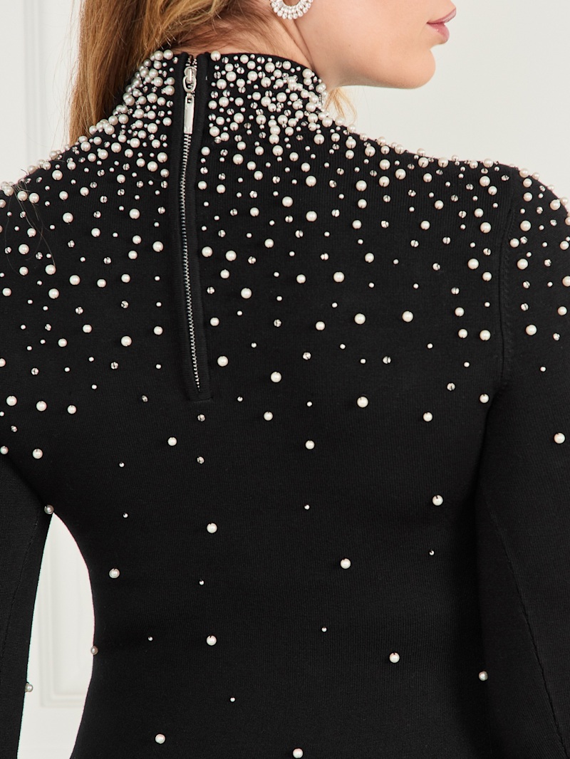 A-KRIS ブラック メッシュ ストール RHINESTONEPAISLEYLONGSLEEVEJOE