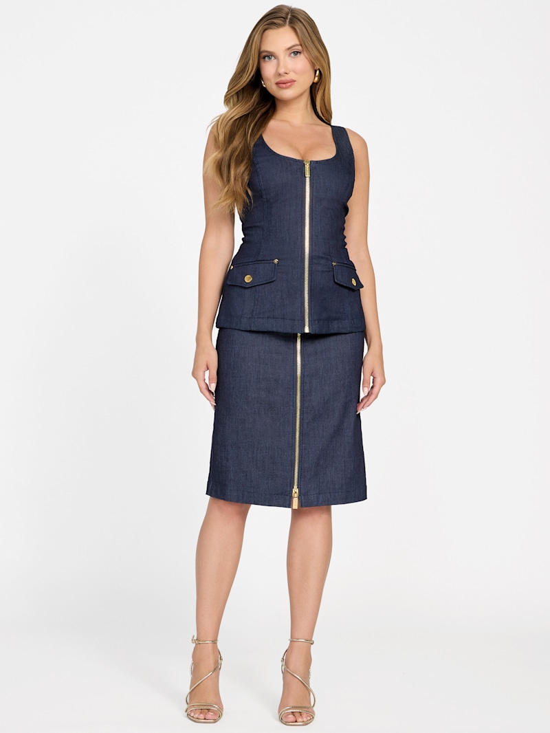 Denim Zip Corset Top | GUESS
