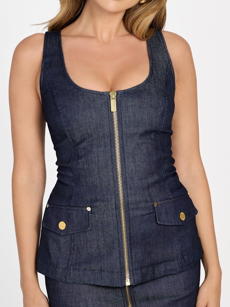 Denim Zip Corset Top | GUESS