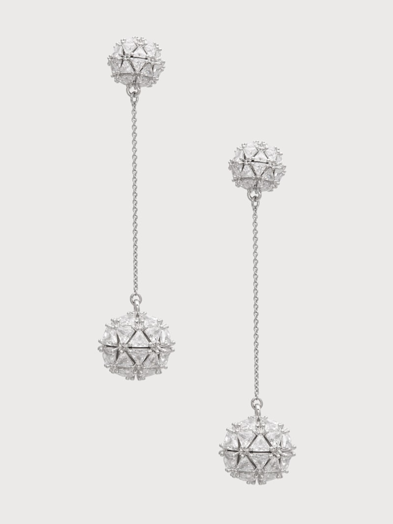 Silver-Tone Cubic Zirconia Ball Drop Earring | GUESS