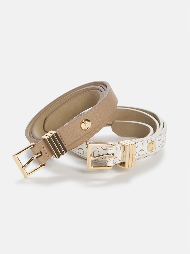 【GUESS USA】24fw STAR BELT Guess Belt noelle logo 4g BW9166 P4235 CLO, Black-white, 42