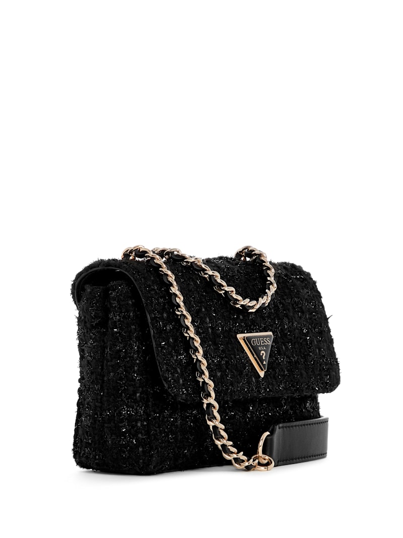 ★TOUT Y EST★ GULLY tweed chain mini flap bag HO1A3A39 Giully Tweed Mini Convertible Crossbody | GUESS