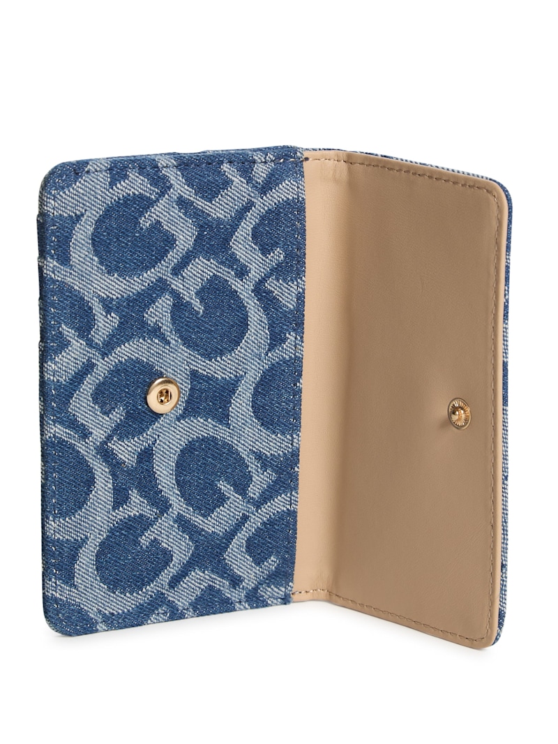 Nyra Denim Logo Keychain Card Case | GUESS Factory
