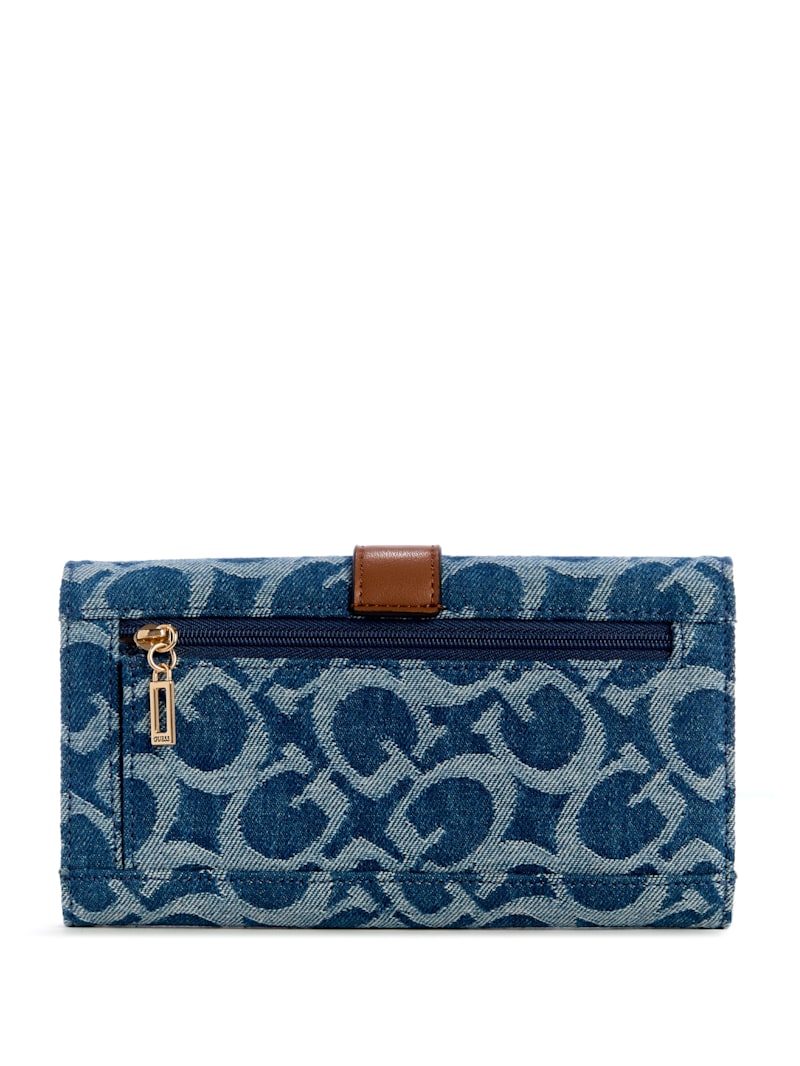 Kaline Denim Logo Slim Clutch Wallet | GUESS Factory
