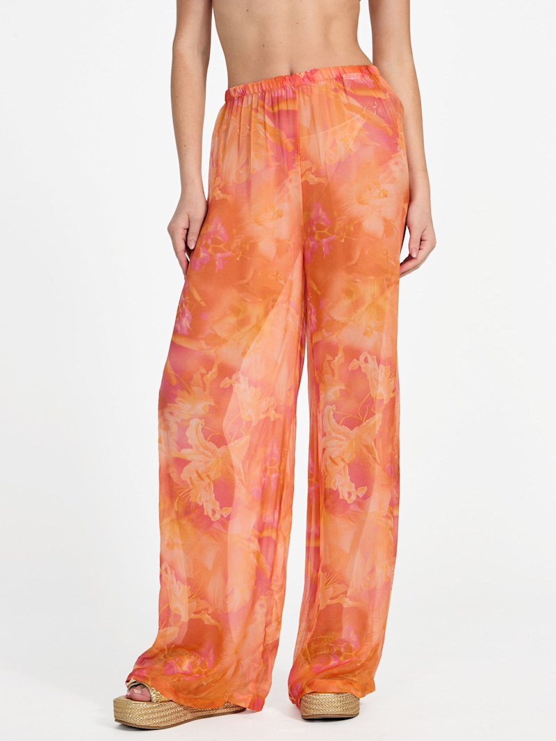 Printed Silk-Blend Chiffon Pants | GUESS
