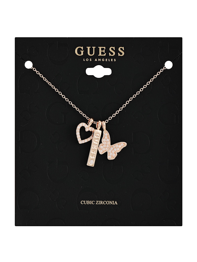 Rose Gold-Tone Butterfly Charm Necklace | GUESS Factory