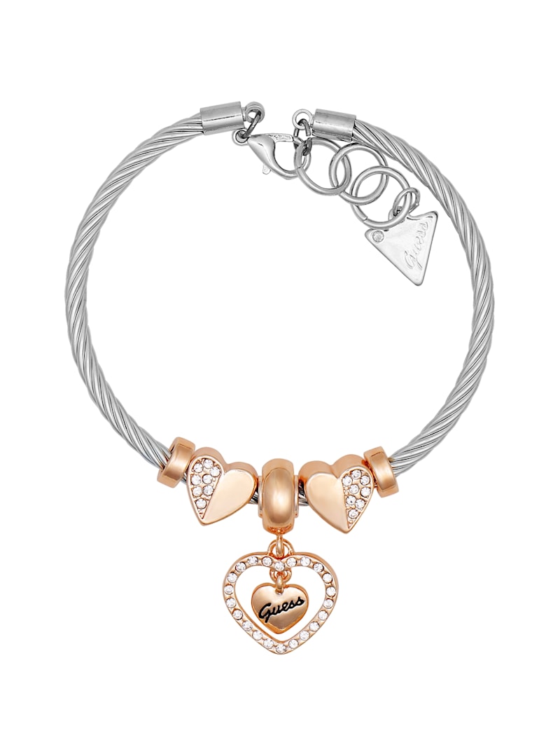 Silver-Tone Heart Charm Bracelet Gift Box | GUESS Factory
