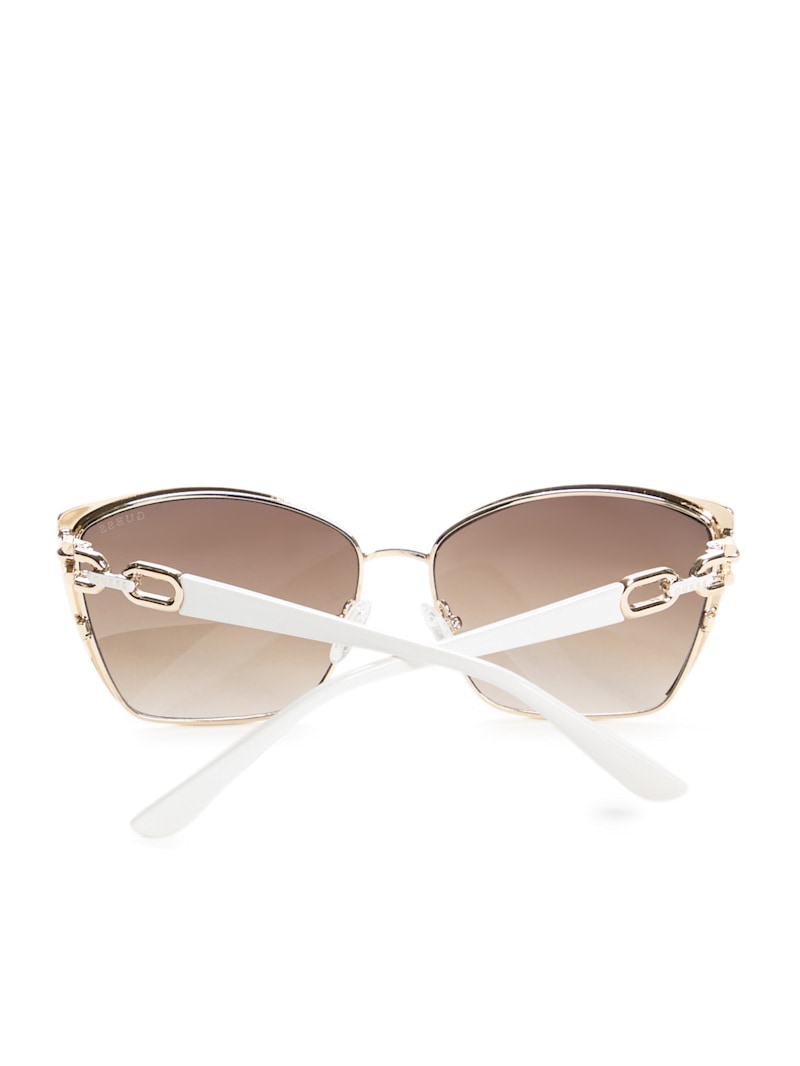 Qoo　0308 Chain Metal Cat-Eye Sunglasses | GUESS Factory