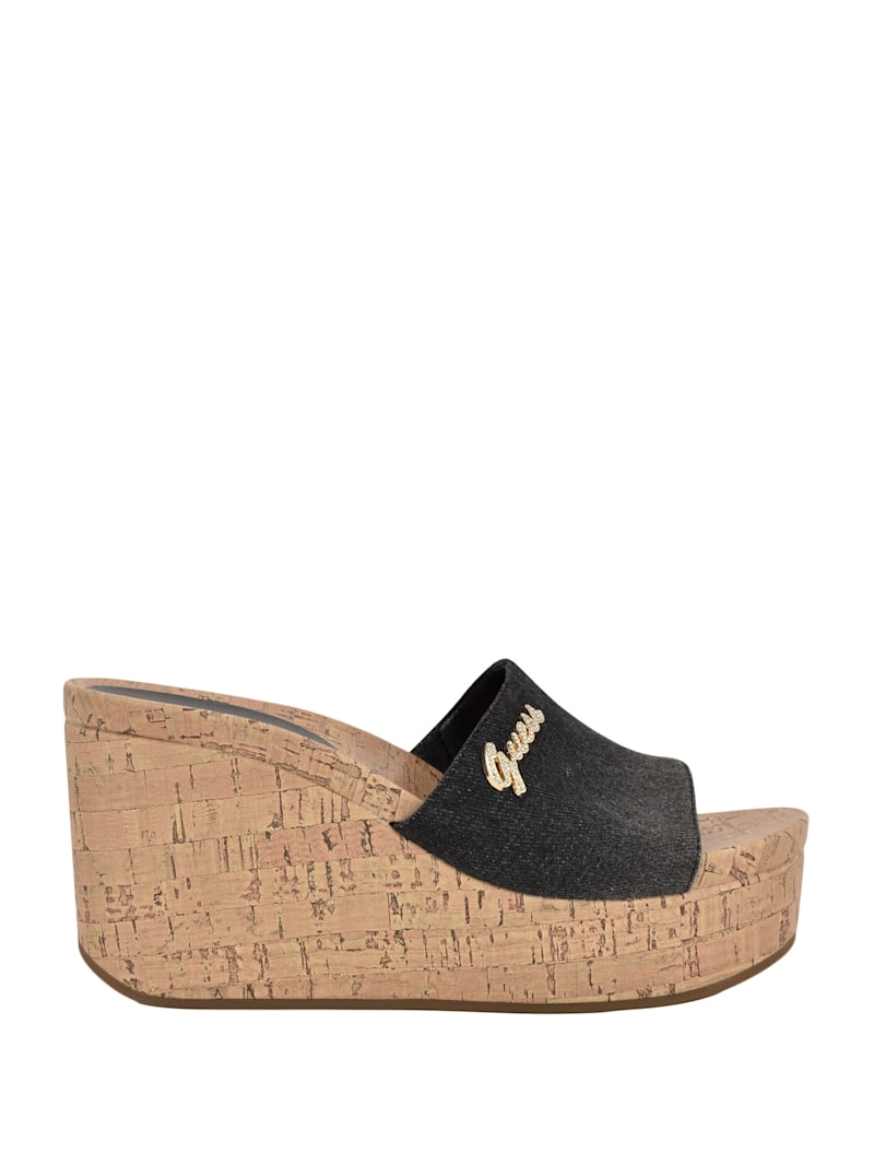 Fours Floral Cork Wedge Mules | GUESS Factory