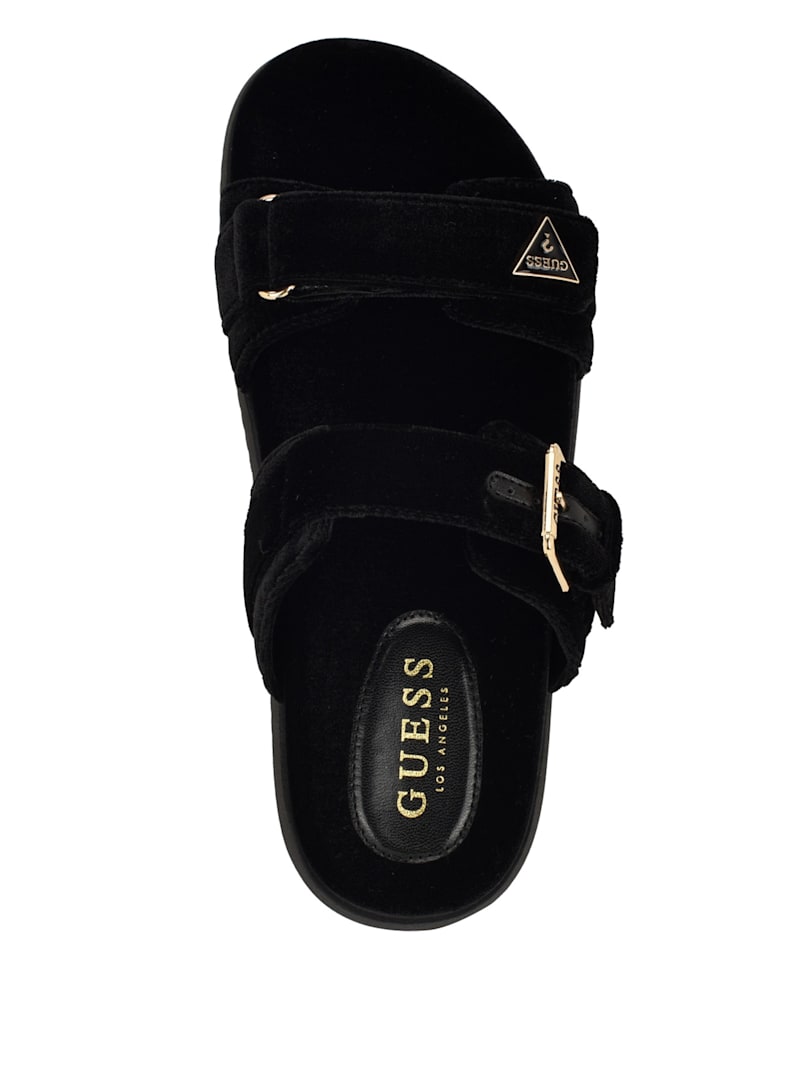 Jyless Velvet Two-Strap Sandals | GUESS Factory