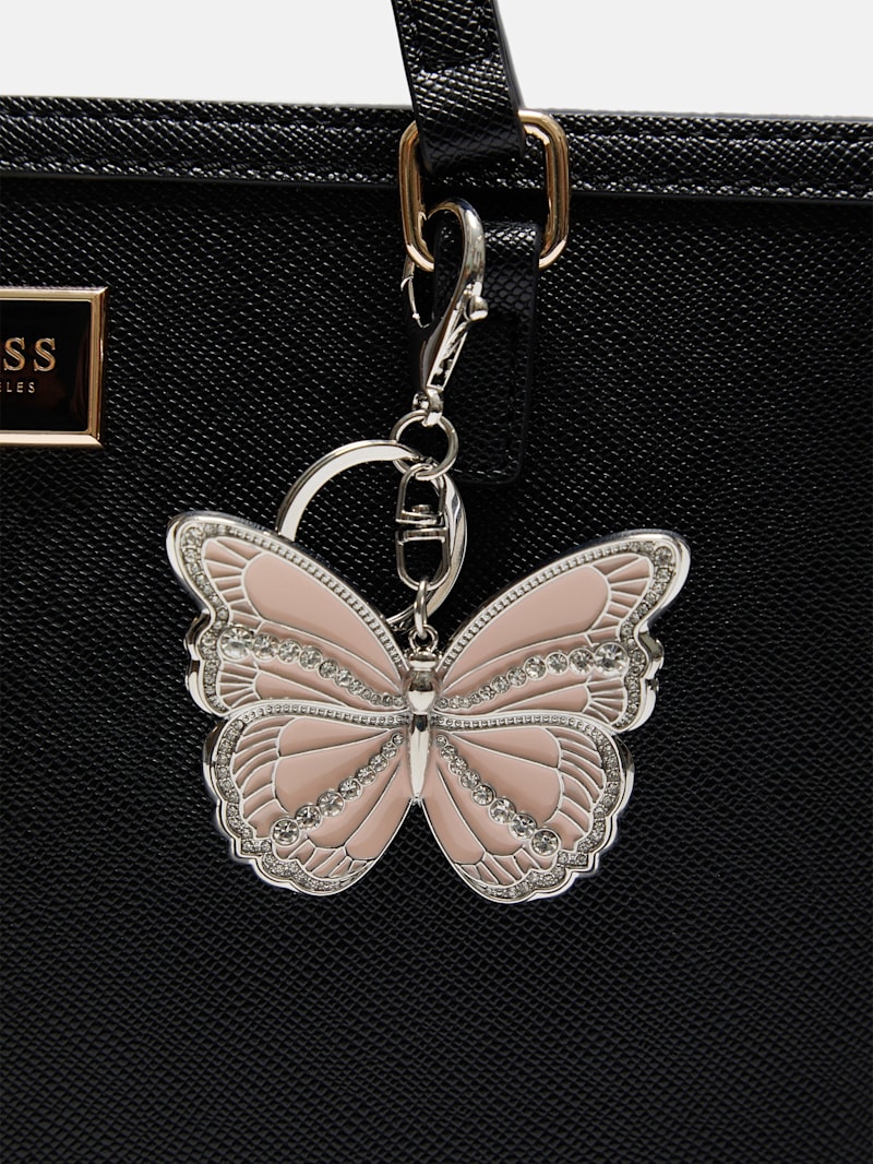 Panier GUESS Queen Butterfly En Paille Tressée Et Simili Cuir - Couleur écru Et Bleu Turquoise, Neuf étiqueté