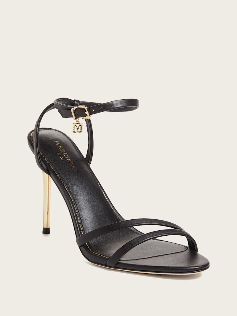 Chapado en Laton シルバコンビ 黒 Linda Mujer Women's ECCO® Sculpted Lx 35 Leather Heeled Sandal | Black