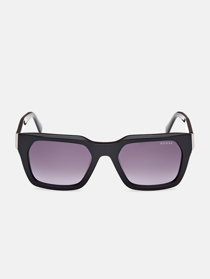 【GUESS】ゲーブルズ Guess Factory Black Rectangle Glasses at Amazon Men's