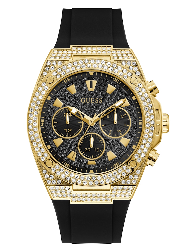 Gold-Tone Rhinestone Multifunction Watch | GUESS Factory