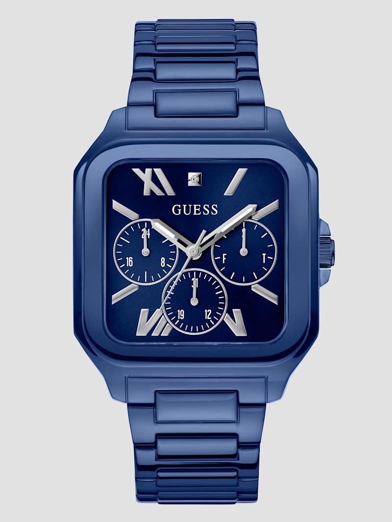 Blue-Tone Square Multifunction Watch | GUESS