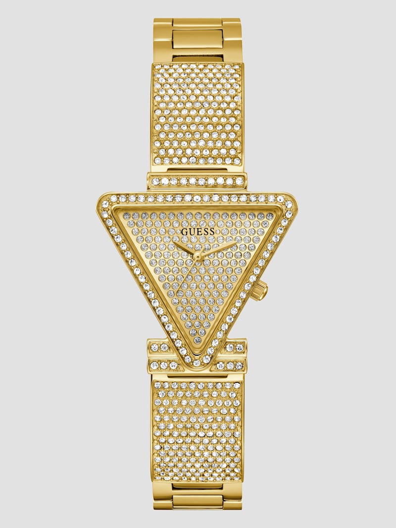 Gold-Tone Crystal Triangle Analog Watch | GUESS