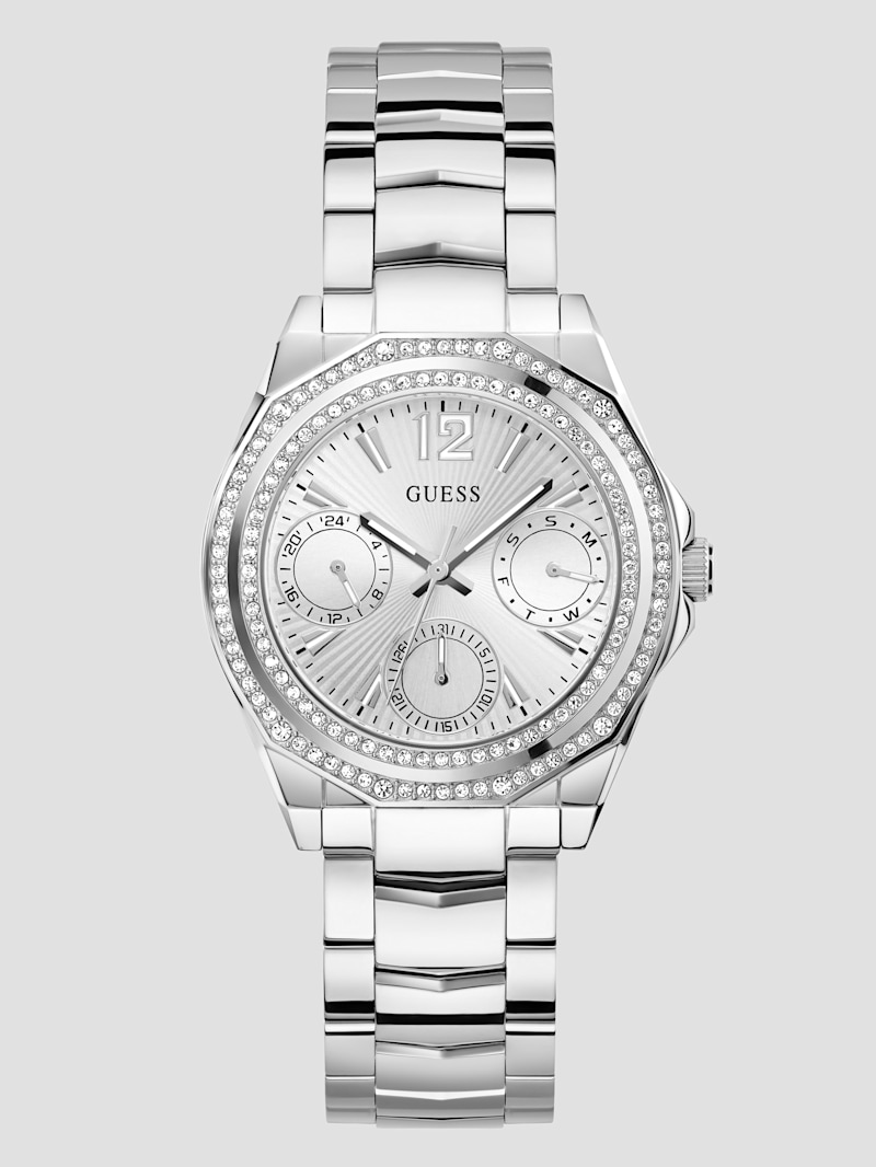 Silver-Tone and Crystal Multifunction Watch GUESS Canada