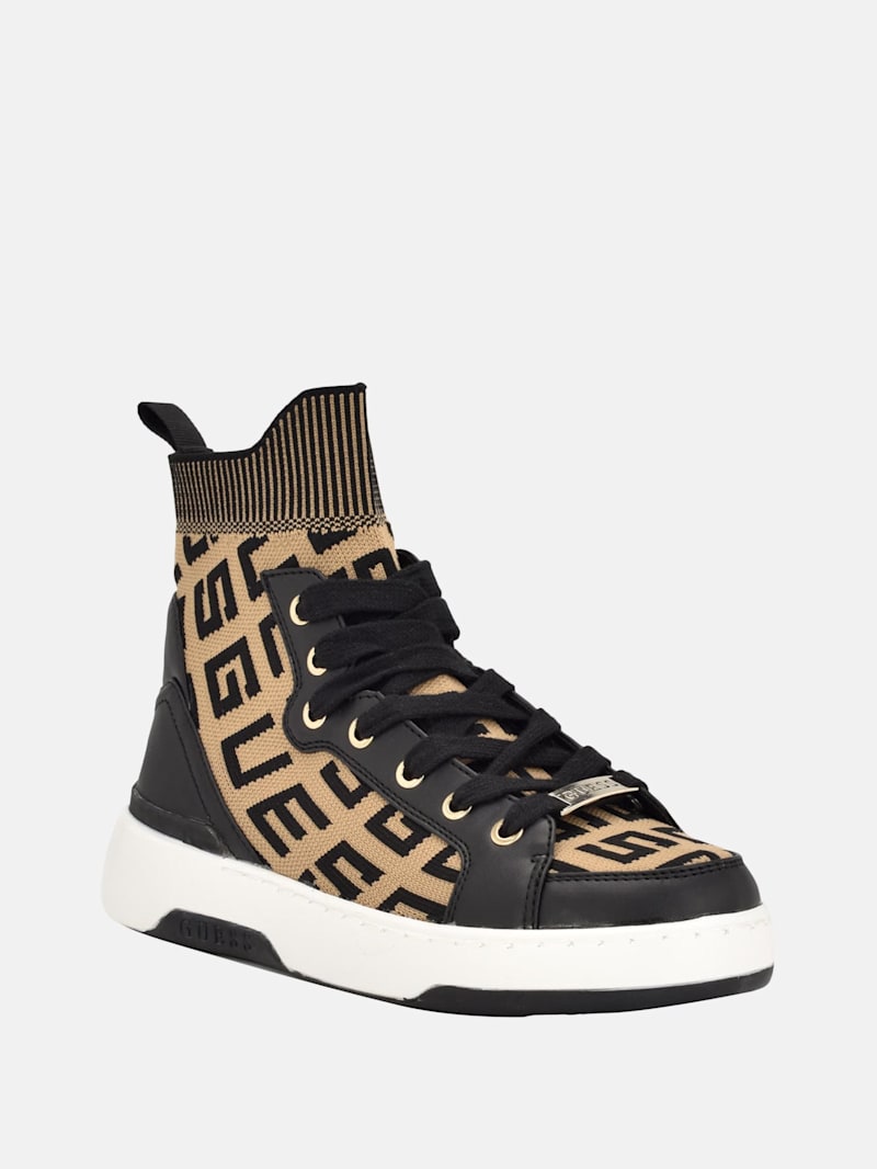 Mannen Logo Knit High-Top Sneakers | GUESS