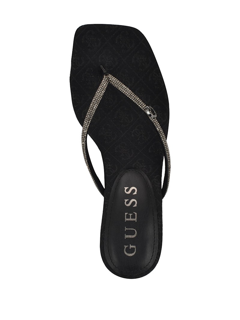 Mayan Rhinestone Thong Strap Heels | GUESS