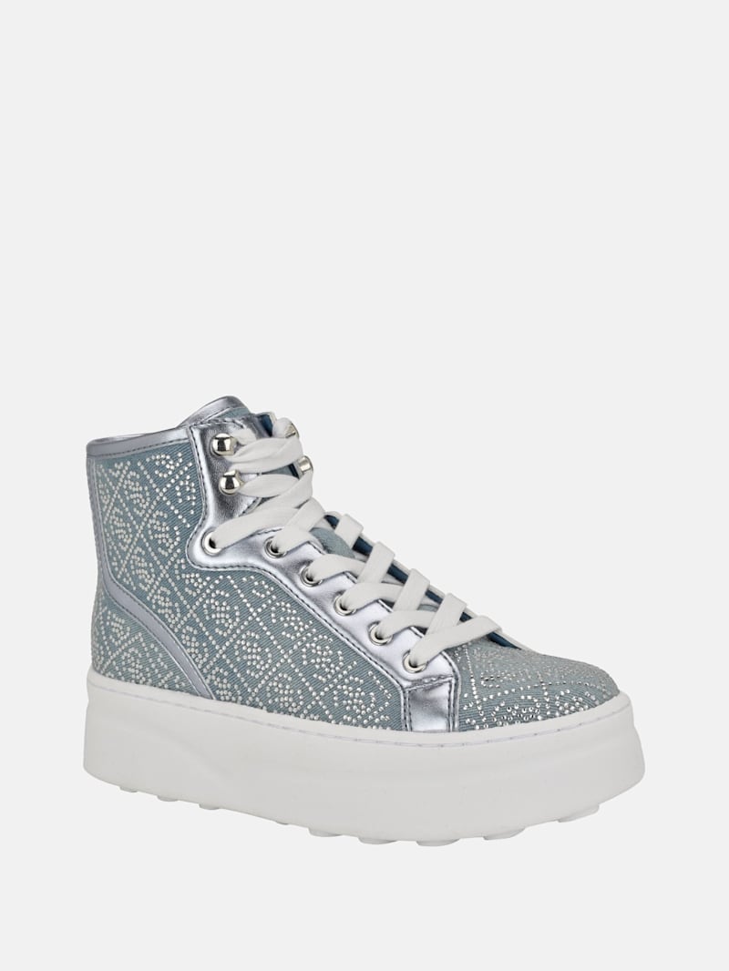 Rhinestone Quattro G High-Top Sneakers | GUESS