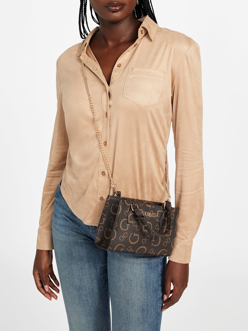 Eldoria Enlarged Logo Mini Satchel | GUESS Factory