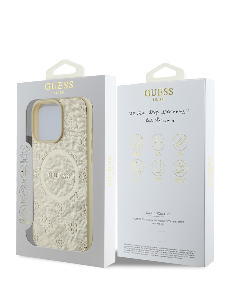 【GUESS】iPhone16Pro対応 Peonyケース ベージュ 高級感 Peony iPhone 16 Pro Case | GUESS