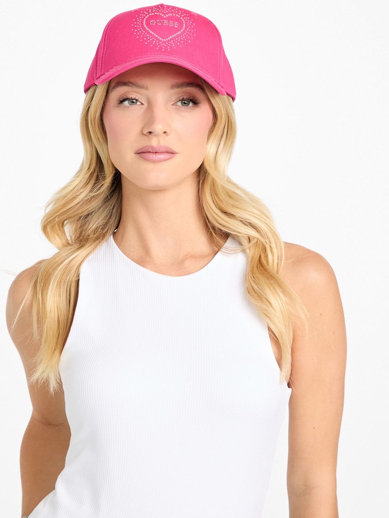 Rhinestone Heart Baseball Hat | GUESS Factory