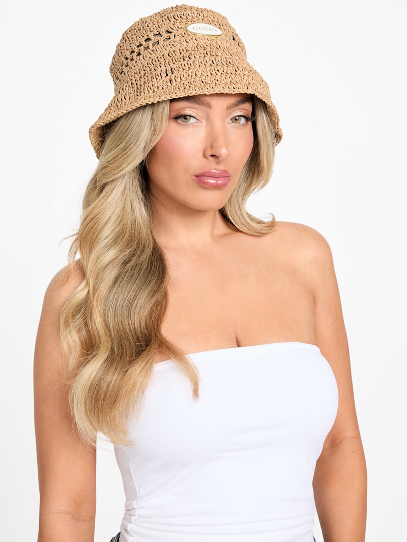 Woven Raffia Bucket Hat | GUESS Factory