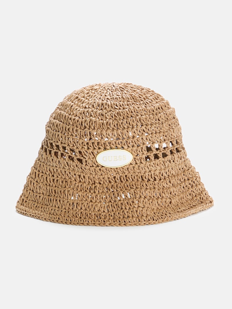 ハット [AWESOME NEEDS]RAFFIA BUCKET HAT Woven Raffia Bucket Hat | GUESS Factory