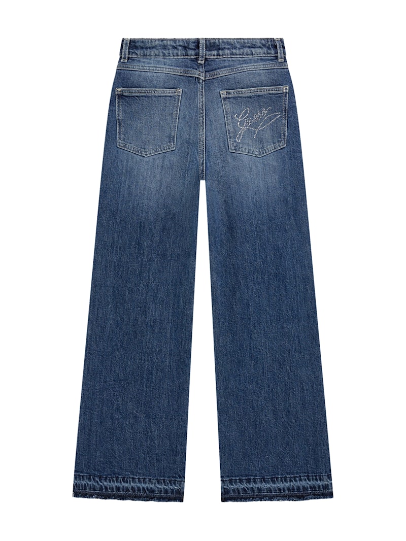 【COLOR iN ID】half two-tone denim Zara Medium Wash Two Tone Mid Rise Wide Leg Shifted Off Set