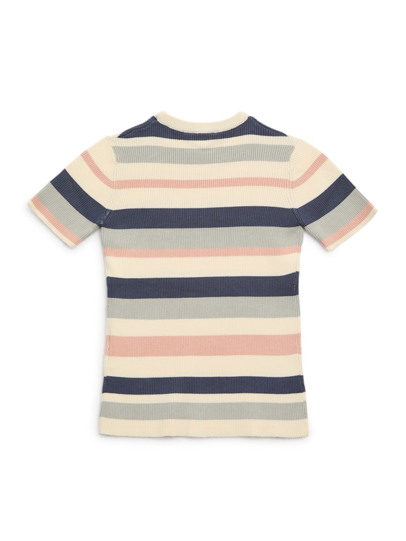 【MODERNIF】Hetz Stripe Short Sleeve Knit Amiri Striped Sweater Top (7-14) | GUESS Factory