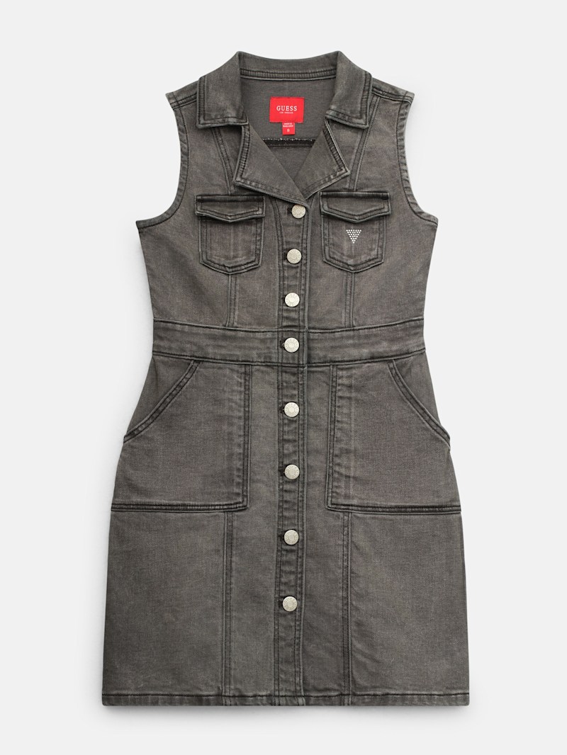 ワンピースその他 NAMACHEKO Dark grey mini dress in denim Black Mini Dress with White Trim | Manisha – motelrocks-com-us