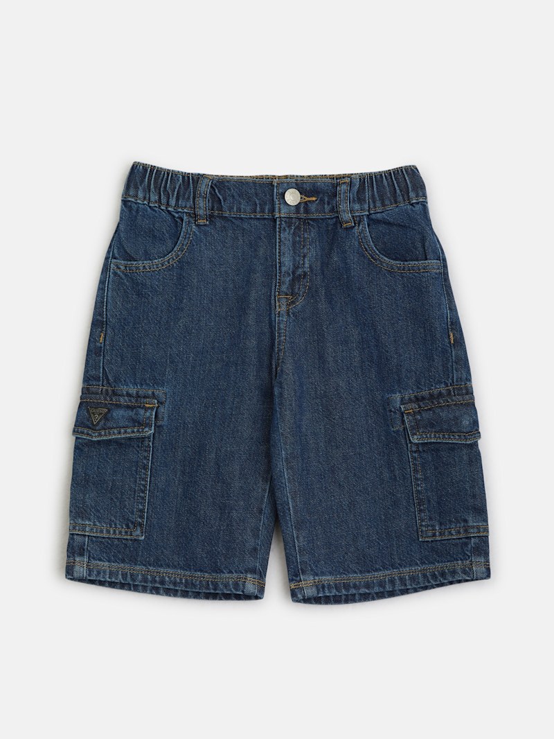 【KOOLOSET】[Belt Loop] Cargo Pocket Denim Bermuda Pants Men Cargo Pocket Denim Shorts Wide Leg Hip Hop 3/4 Length