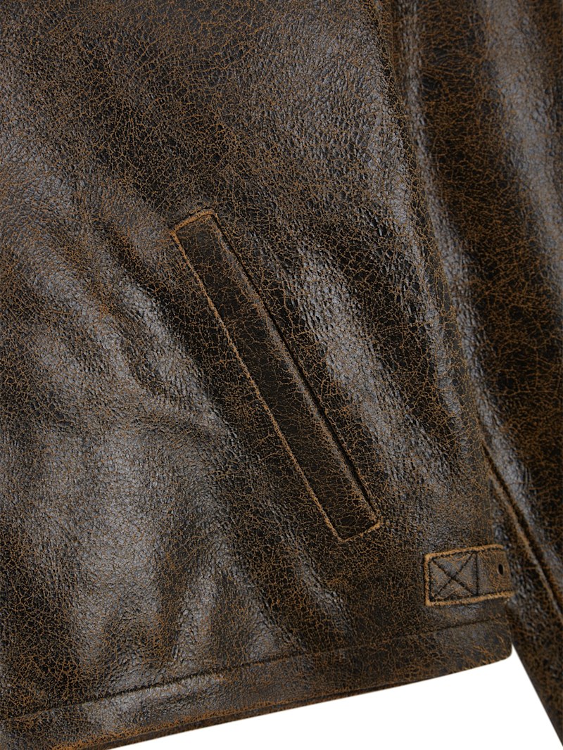 ジャケットその他 IONSEOUL Crack Washing Leather Jumper Amazon.com: Brown Pu Leather Jackets for Women Oversized