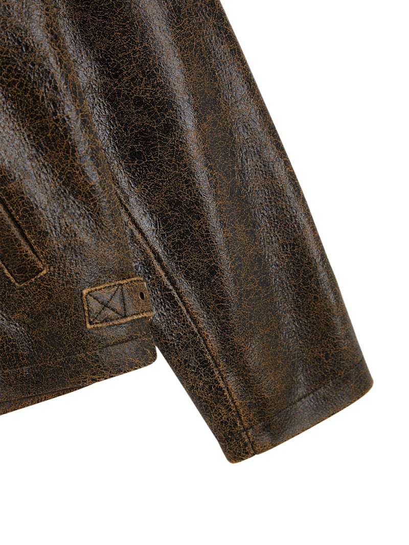 brunt gancraft と brunt ロールコール Cracked Leather Jacket | GUESS